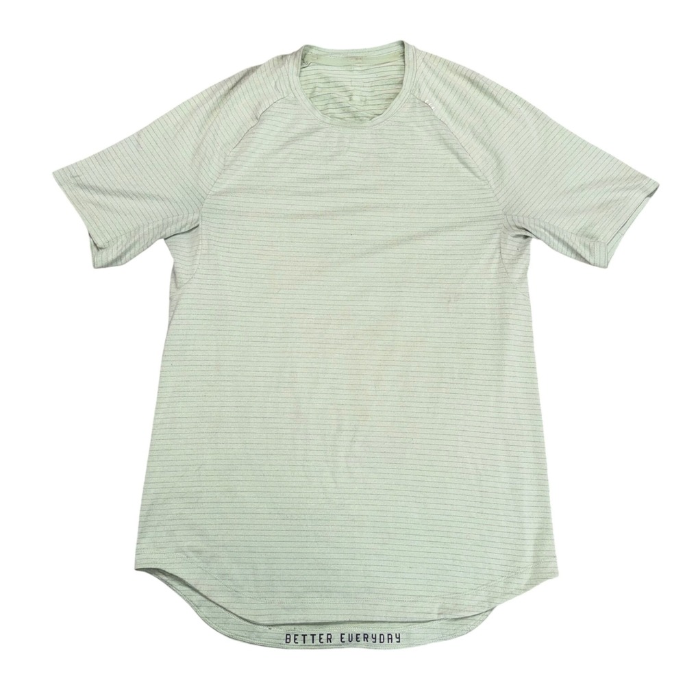 Lululemon Metal Vent Tech Shirt Mens M Green Good Striped Better Everyday